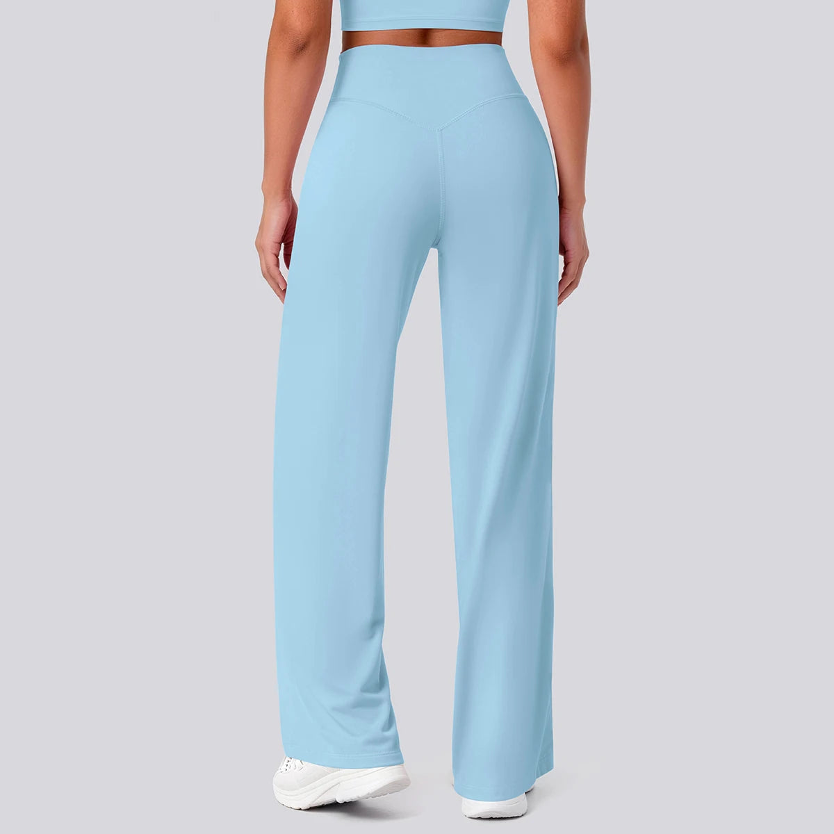 Rooftrellen Women's Sports Pants Bell-bottoms High Waisted Gym Loose Wide Leg Pants Solid Color Thin Fitness Sports Female Pants