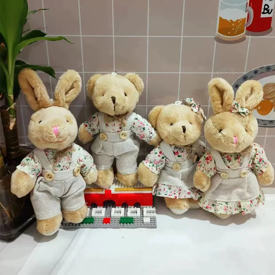 ZAKOL Cute Wear Clothes Bear Plush Toy Cartoon Rabbit Pendant Doll Keychain Backpack Car Bag Decoration Key Ring Girls Gift