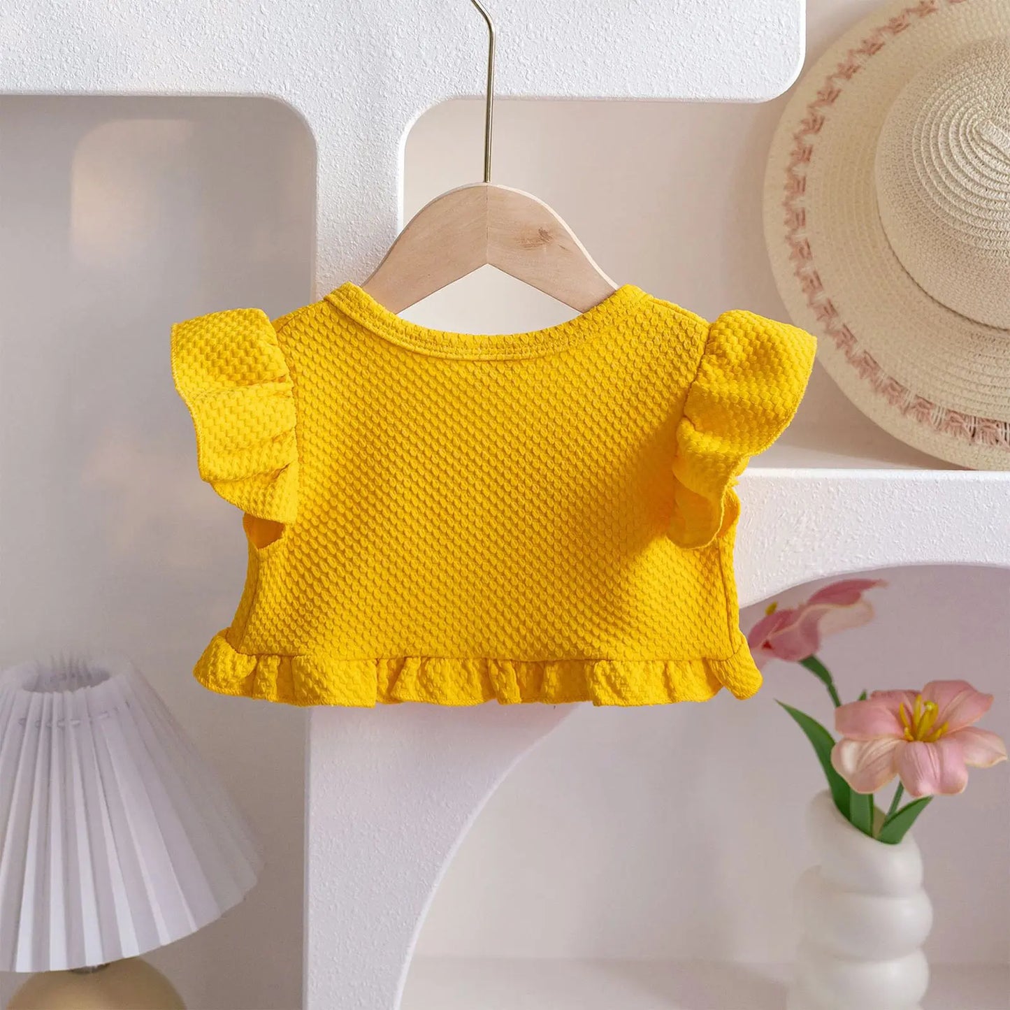 Baby Girl Sweet Summer Cardigan Bolero Jacket Short Fly Sleeve Ruffled Coat Outerwear Toddler Clothes for Wedding Birthday Party