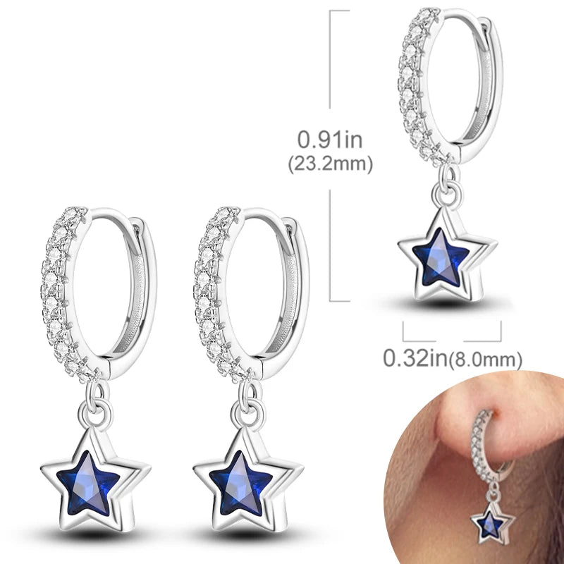 925 Sterling Silver Hoop Earrings with Zircon