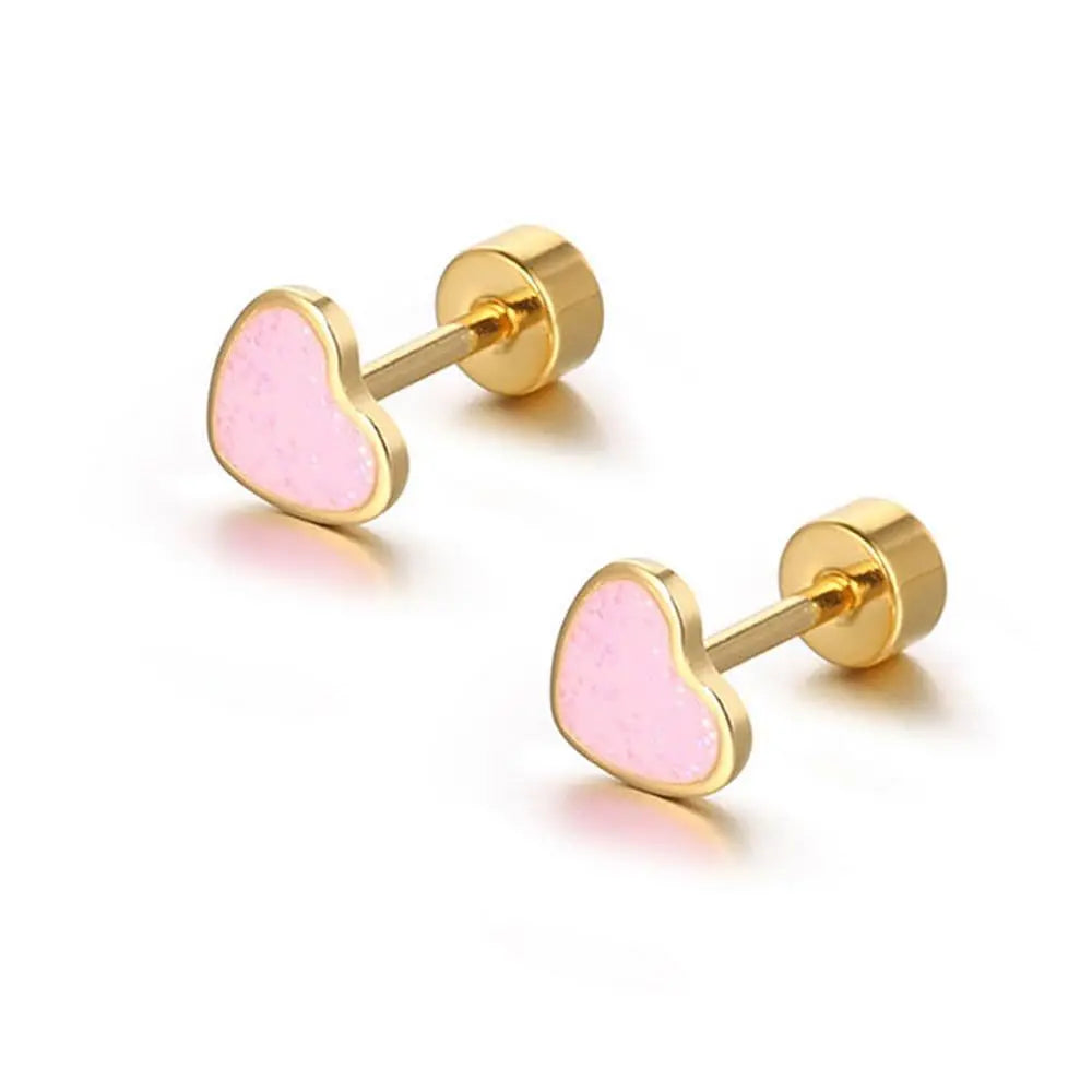 ZAKOL Titanium Heart Love Stud Earrings for Women Girls 14k Gold Plated Hypoallergenic Cute Cartilage Tragus Ear Accessories
