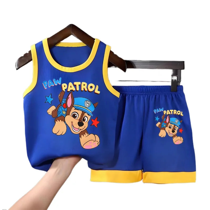 PAW Patrol Fashion Kids Clothes Boys Girls Sets Top Shorts 2PCS Soft Summer Children Quick-drying Shorts Sport Basketball Suit