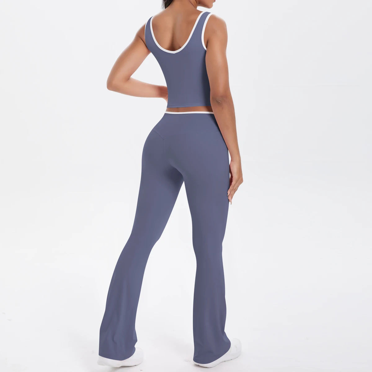 Autumn Women's Yoga Set U-neck Vest High Waist Cross Wide Leg Pants Set Tight Fitting Seamless Elastic Sportswear