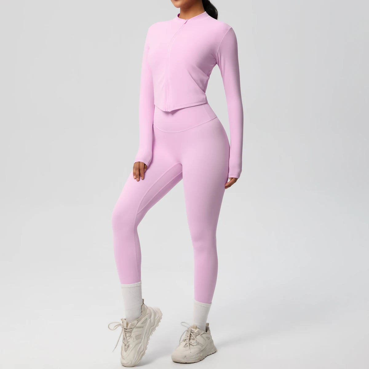 Hot Sale New Yoga Suit for Women Solid Color Yoga Zipper Long Sleeves Slim Casual Jacket Top Quick Drying Fitness Pants Gym Set