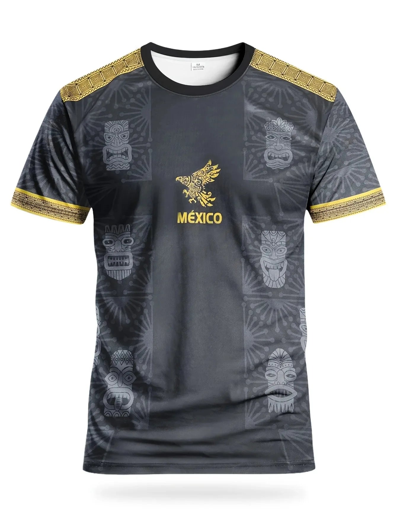 Soccer T Shirt with Mexico Aztec Eagle Pattern Family Style Adults Kids T Shirt Fashion Casual Apparel for Summer Outdoor Sports