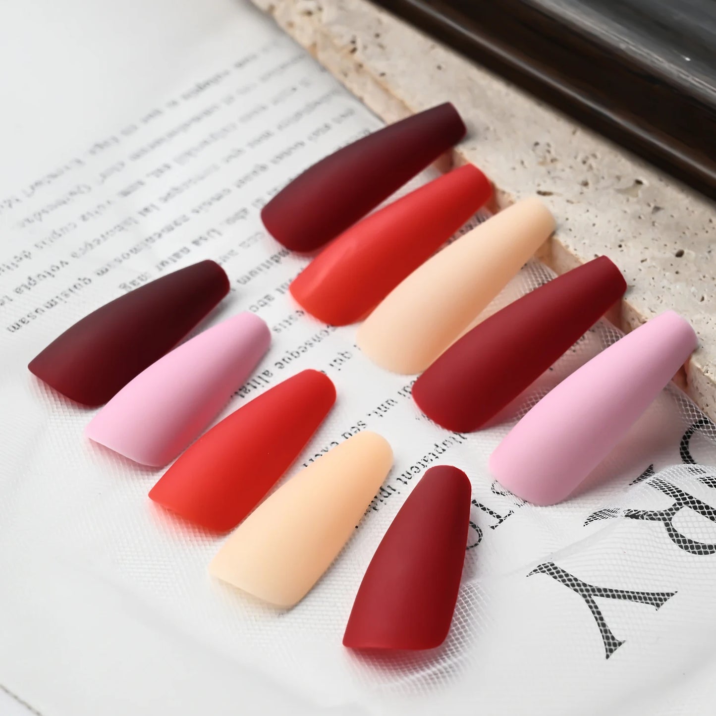 120Pcs Mixed Color Medium Square False Nails Acrylic Ballet Full Cover Fake Nail Tips For Women DIY Wearable Press on Nails