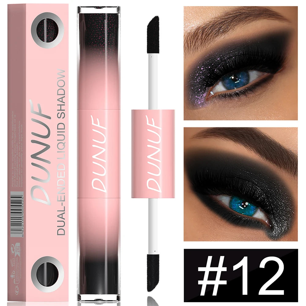 Double-head Punk Metallic Liquid Eyeshadow Stick Dark Glitter Matte Sequins Bicolor Shimmer Eyes Makeup Cream Pencil Waterproof