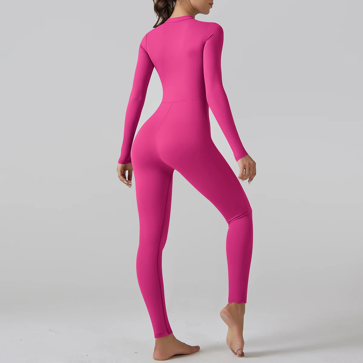 Yoga Set Women's Jumpsuits One-Piece Suit Leggings Zipper Long Sleeve Gym Push Up Workout Clothes Fitness Bodysuit Sportswear