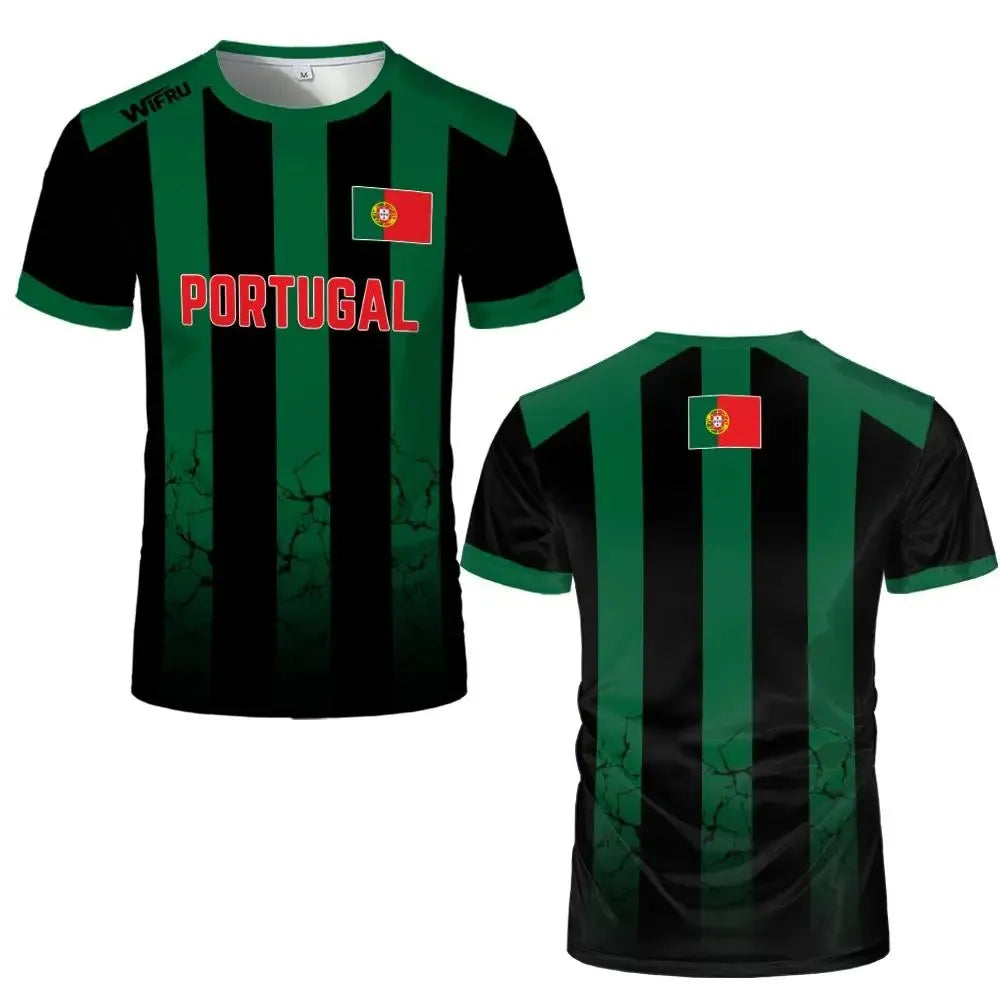 2026 Summer Portugal Flag Print Soccer Jersey 3D Print Breathable Quick Dry Family Style for Kids Adults Outdoor Training Sports
