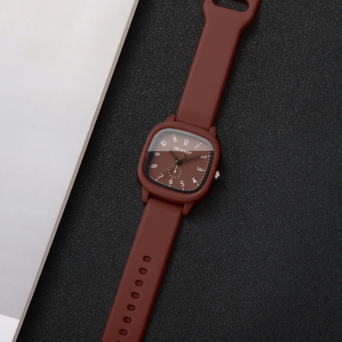 5PCS Fashion Arabic Dial Women Quartz Watch Heart Jewelry Set Square Silicone Strap Wristwatches Relogio Feminino (Without Box)