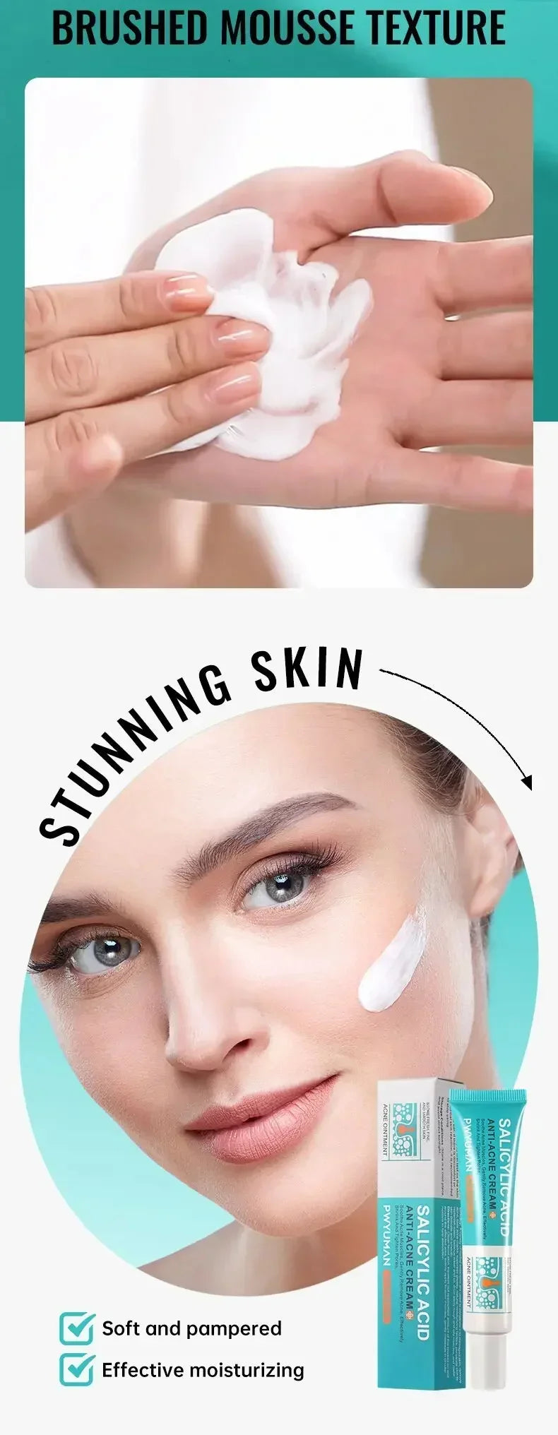 Salicylic Acid Acne Treatment Face Cream Repair Pimple Spots Deep Cleaning Pore Anti-acne Scar Oil Control Moisturizer Skin Care