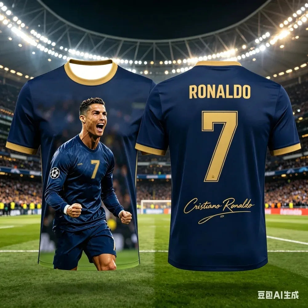 Ronaldo Soccer Sports T Shirt 3D Printed Fashion Soccer Jersey for Adults Kids Fitness Running Sports Tee for Summer Outdoor Use