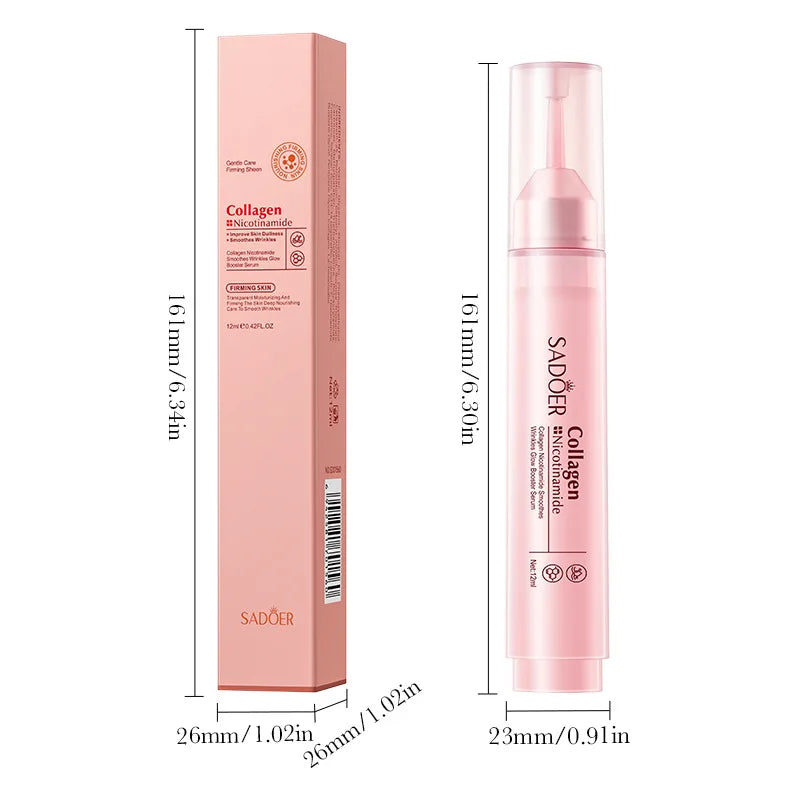Collagen Niacinamide Brightening Serum 12ml Hydrating Moisturizing Radiant Facial Skincare Essence Refreshing And Non-sticky