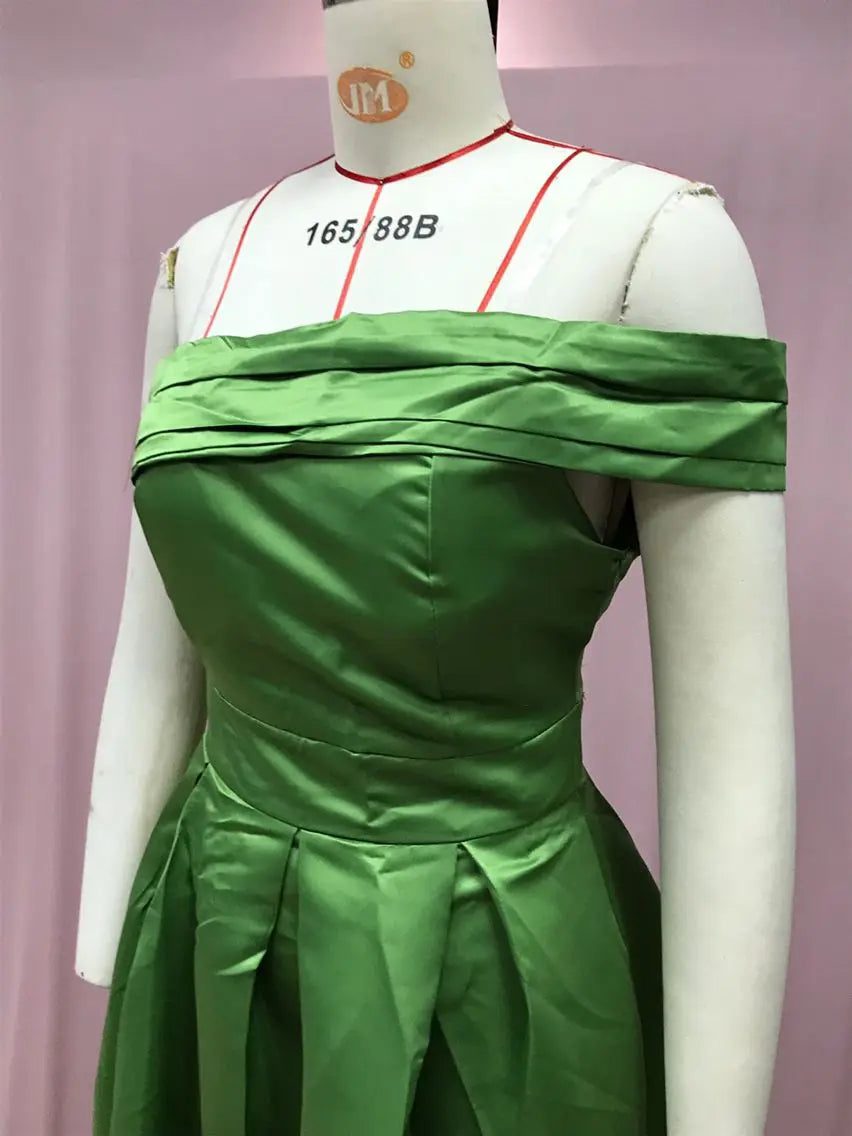 BKLD Solid Color Fashion One Shoulder Satin Dress Birthday Party Fluffy Dress 2026 Autumn Women Clothing Green Split Sexy Dress