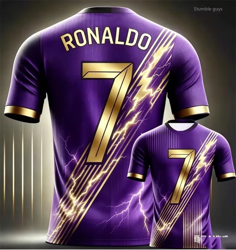 Kids Boys Summer Family Style Men s Lightweight Sports Ronaldo Soccer Short Sleeve T Shirt Casual Jersey Tee for Street Training