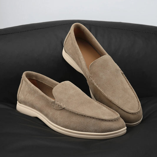 Men’s Suede Leather Loafers 2025 – Casual Slip-On Round Toe Flats