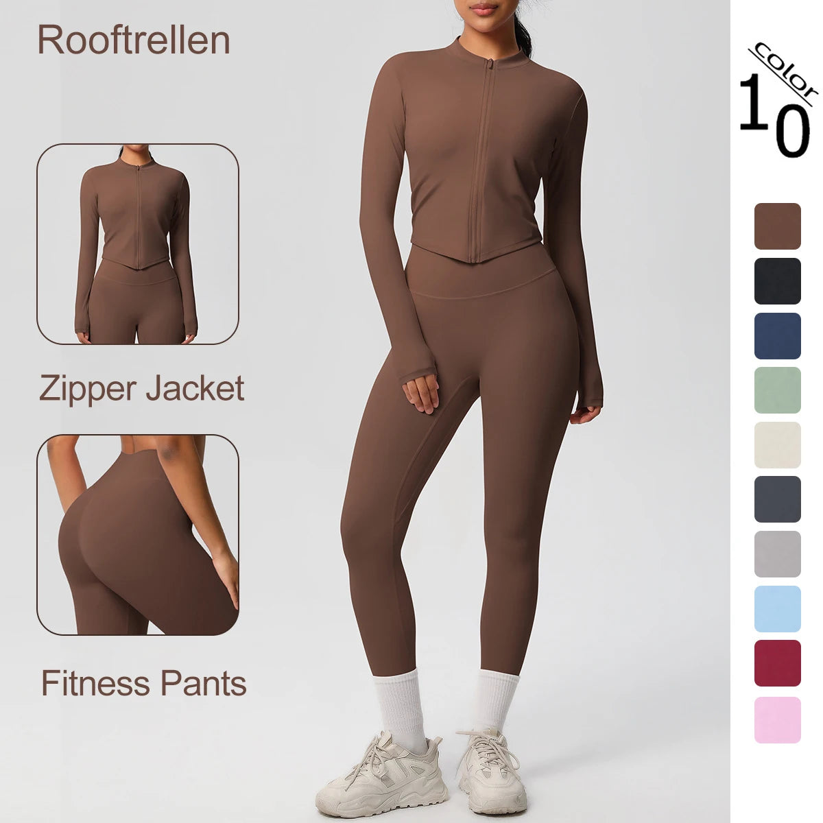 Hot Sale New Yoga Suit for Women Solid Color Yoga Zipper Long Sleeves Slim Casual Jacket Top Quick Drying Fitness Pants Gym Set