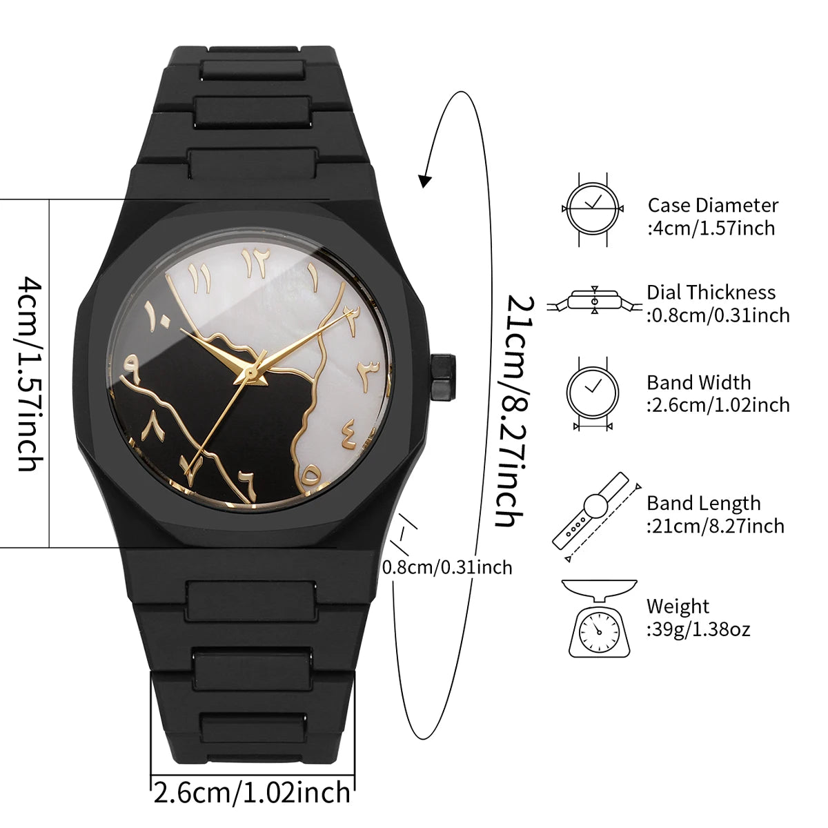 Fashio Marble Texture Unisex Watches Casual Arabic Dial Plastic Band Men Quartz Watch Clock Relogio Masculino（Without Box）