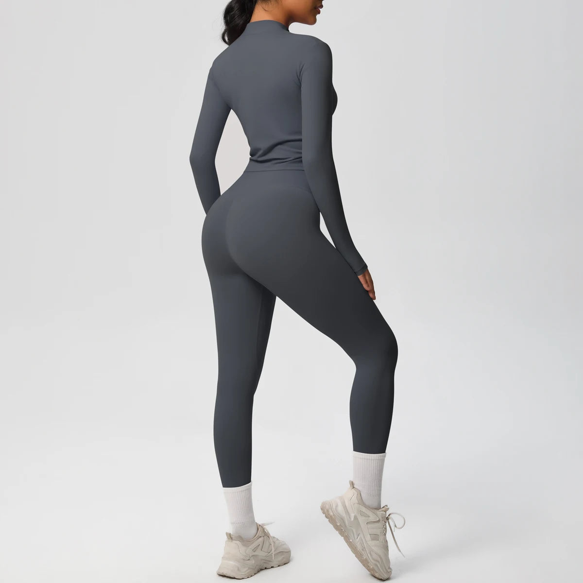 Hot Sale New Yoga Suit for Women Solid Color Yoga Zipper Long Sleeves Slim Casual Jacket Top Quick Drying Fitness Pants Gym Set