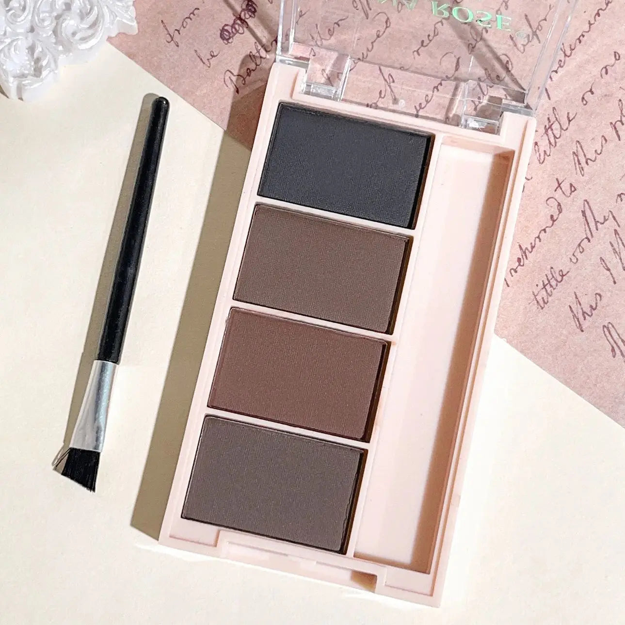 4-Color Eyebrow Powder Palette with Brush