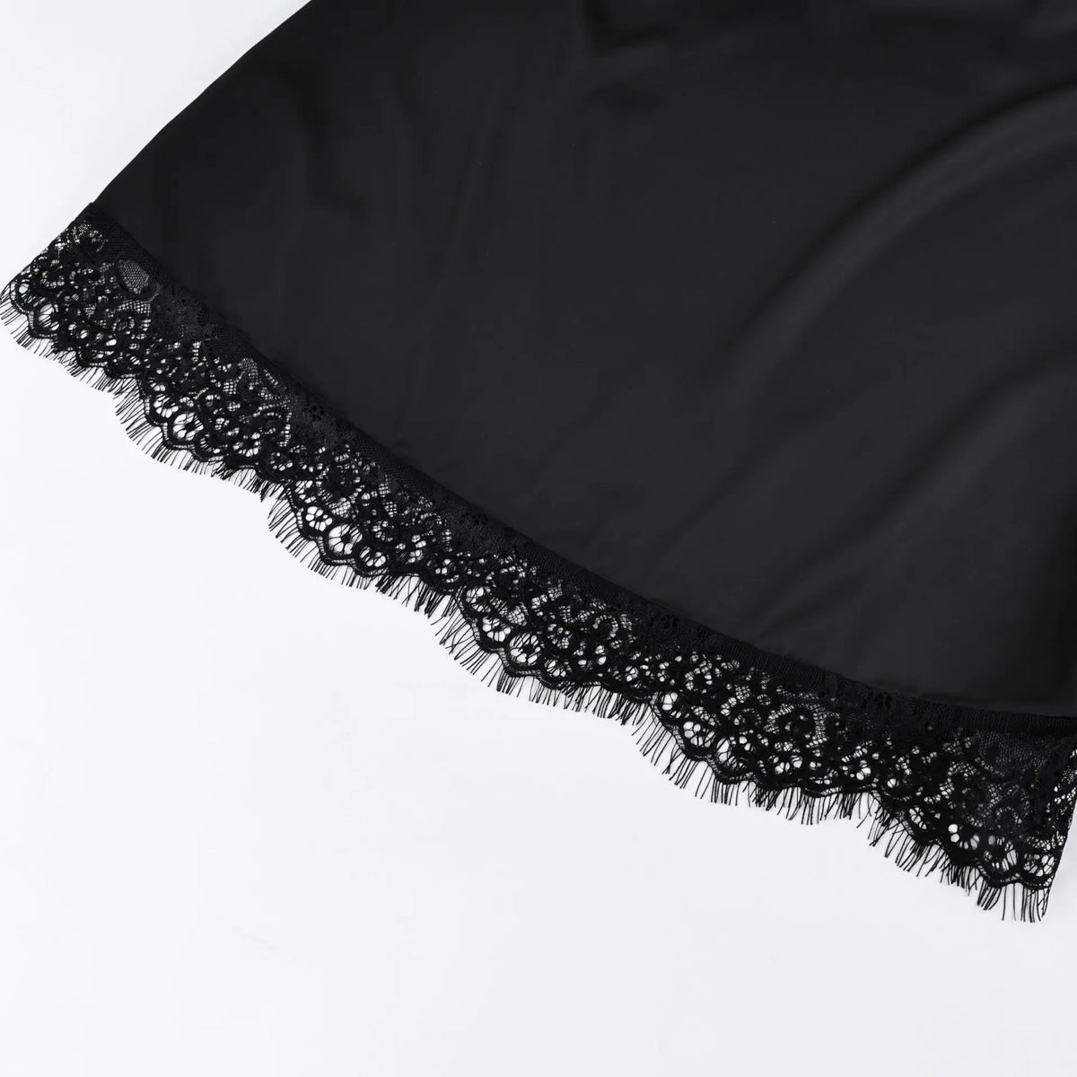 Women's Sexy Black Satin Slip Dress Patchwork Lace Hollow Out Sleeveless Dresses Party Club Ruffle Loose Backless Mini Dress