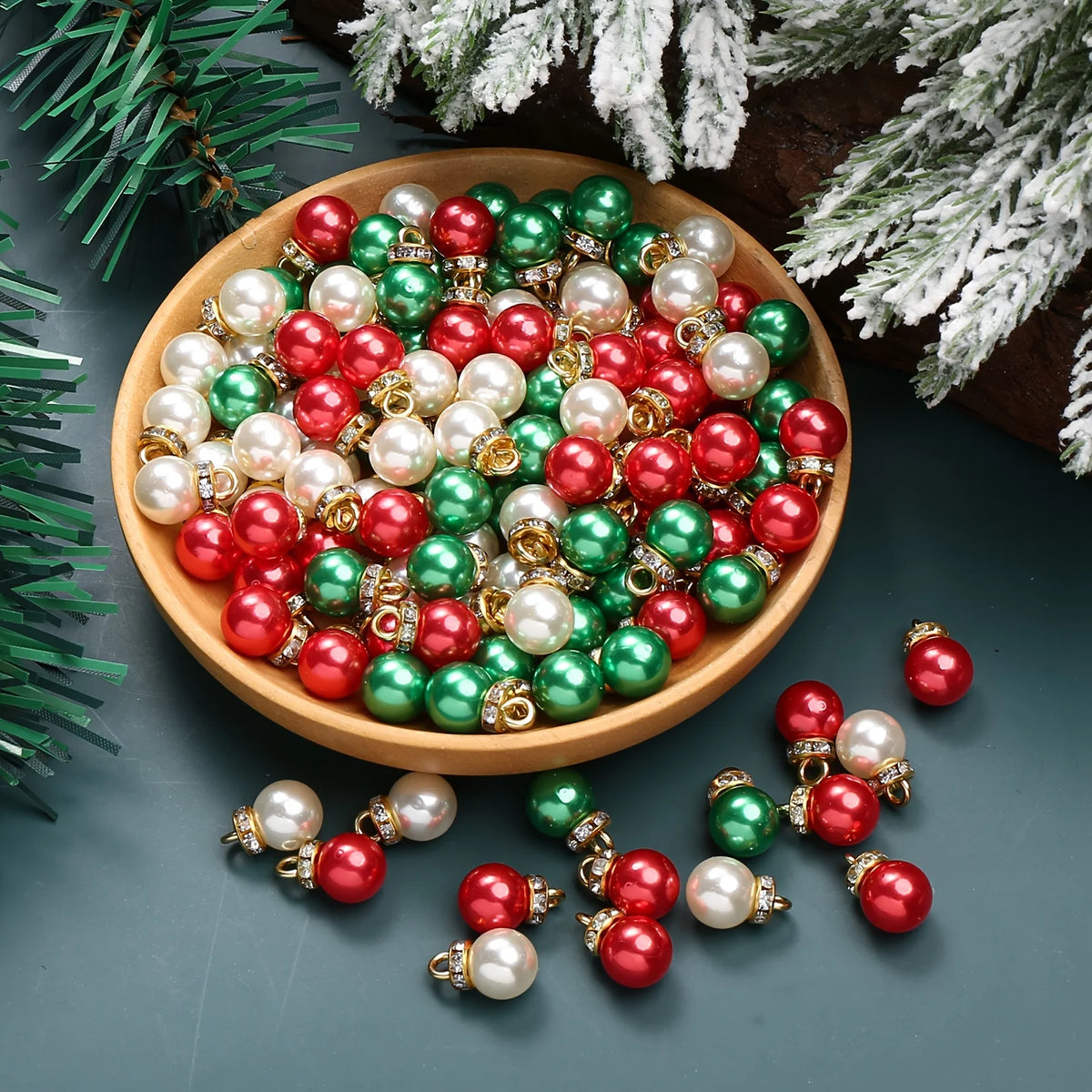 1/100pcs Imitation Pearl Pendants, Xmas Gift Accessotion Loose Beads, Craft Supplies for DIY Jewelry, Charms, and Decorations