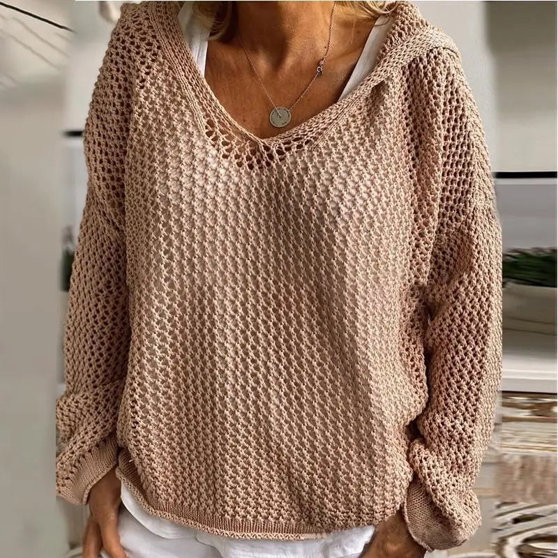 BKLD Loose T-Shirts Fashion Hooded Long Sleeve Tops Cover-Ups Clothes For Women Knitted Casual Top Tees Streetwear Solid Color