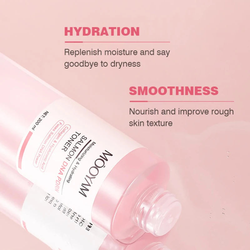 Salmon Pink PDRN Skincare Set Firming Soothing Massage Eye Cream Glow Moisturizing Toner Oil Control Cleansing Gel Facial Wash