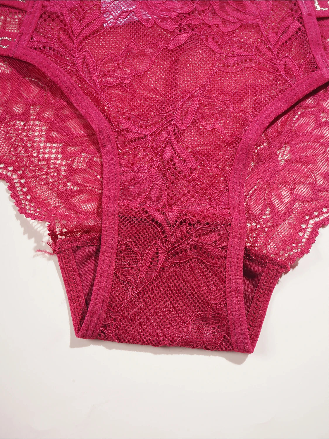 4PCS Elegant Floral Lace Women's Panties Underwear Comfortable Solid Color Briefs with "LOVE" Letter Waistband Female Lingerie