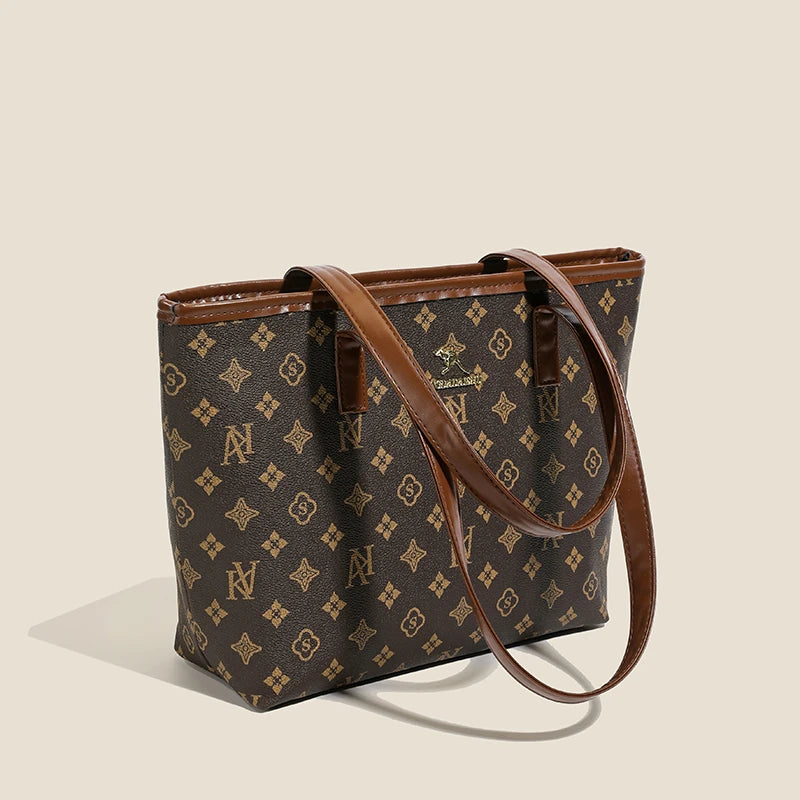 Mama Bag - Versatile Checkered Soft Leather Shoulder Bag with Large Capacity - Ideal for Work Commuting - Fashionable Women's Ha