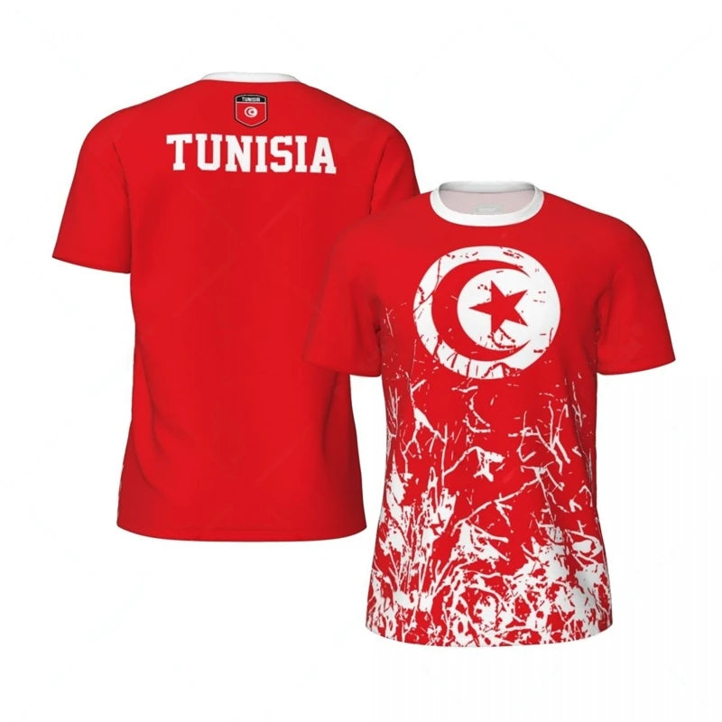 TUNISIA Flag 3D Print Sport Quick Dry Breathable Men T-shirt Outdoor Football Jersey Team Fan Short Sleeve Summer Top Clothing