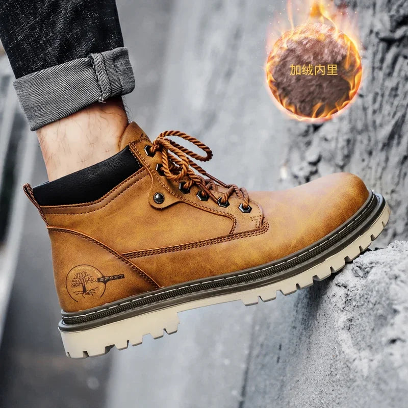 Men’s Chelsea Winter Boots – Guimin PU Ankle Boots with Plush Lining