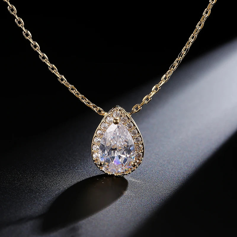 ZAKOL Classic Water Drop Zirconia Wedding Jewelry Set for Women Shiny AAA Cubic Zircon Earrings Necklace Jewelry Sets Gift