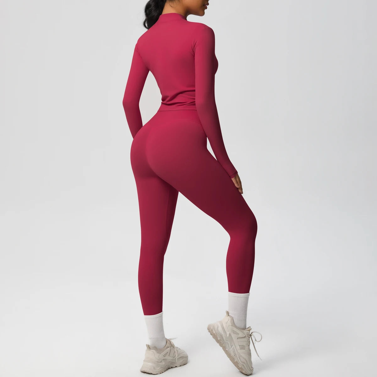 Hot Sale New Yoga Suit for Women Solid Color Yoga Zipper Long Sleeves Slim Casual Jacket Top Quick Drying Fitness Pants Gym Set