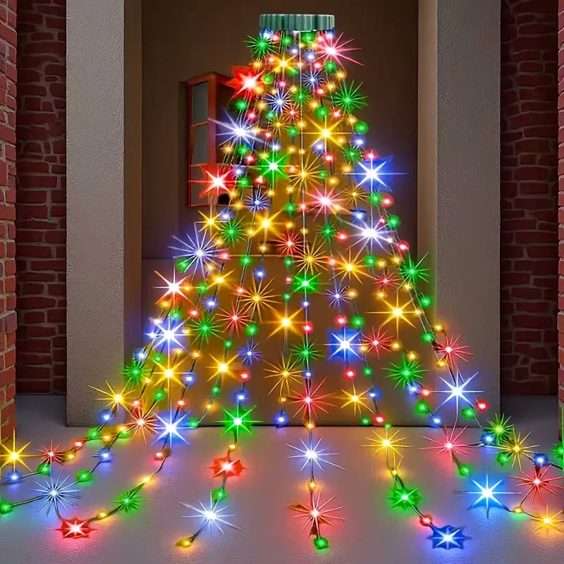 1PC 280/400LED Waterfall Fairy Light, USB Curtain Wreath Light, Christmas Gift, Black Friday, for Courtyard,Eaves,Christmas Tree