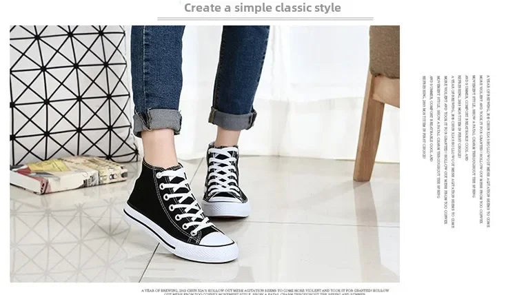 Men’s High-Top Canvas Sneakers – Lace-Up Flat Sole Shoes (A18-B6638)
