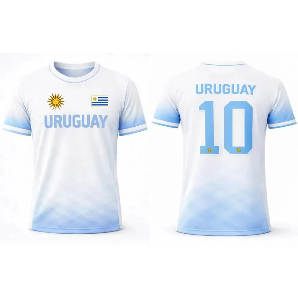Uruguay Style Summer 3D Printed Soccer Jersey T Shirt Breathable Quick Dry Family Style for Kids Adults Outdoor Training Sports