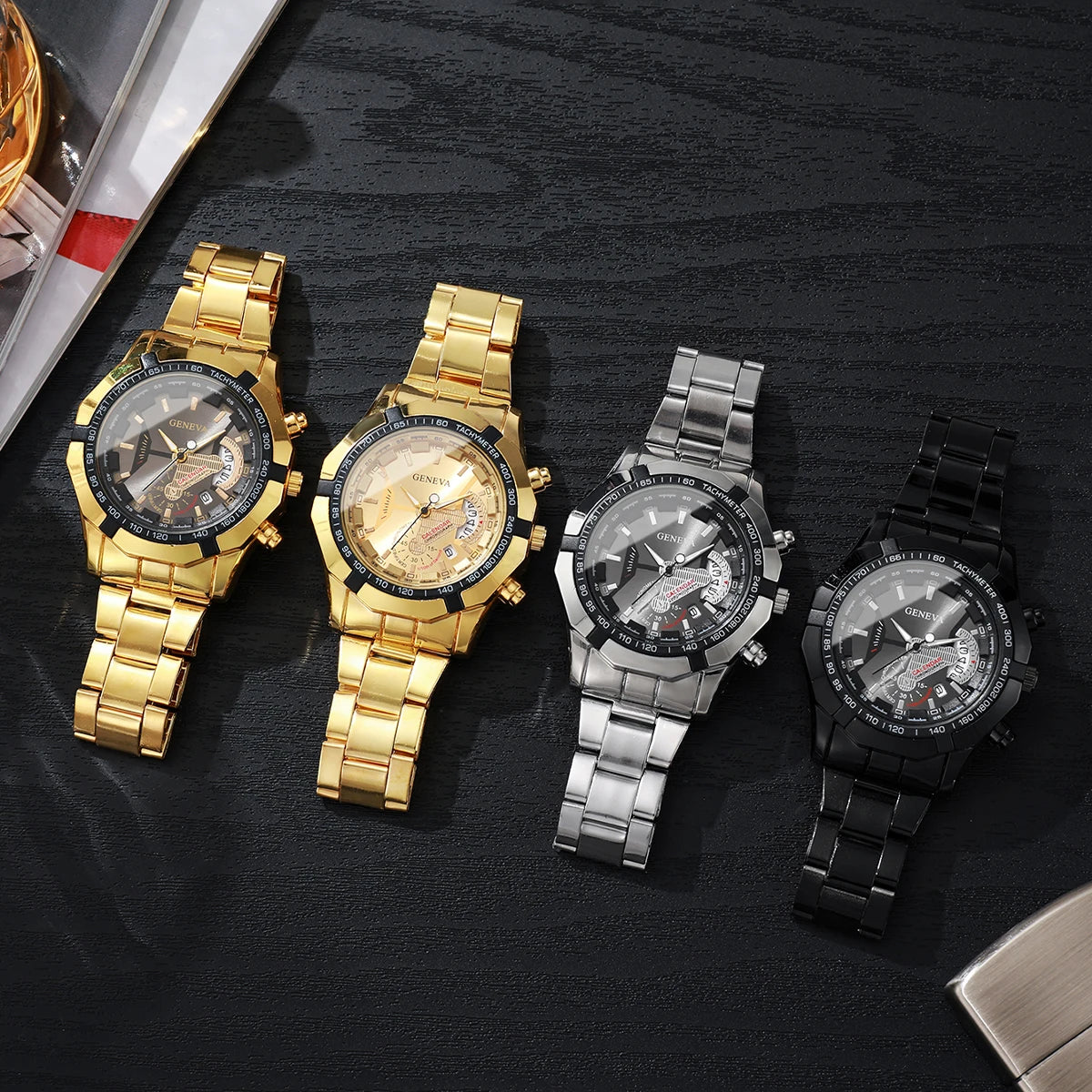 Luxury Large Dial Men Business Watches Fashion Calendar Quartz Watch for Mens Clock Reloj Hombre（Without Box）