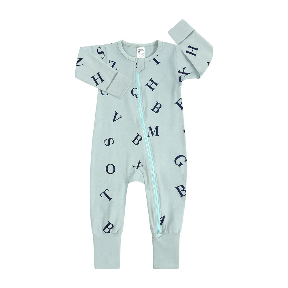 Spring Long Sleeve Baby Romper Newborn Jumpsuit Toddler Boy Girl Cotton Soft Onesie Pajamas Double Zipper Bodysuit Fall Clothes