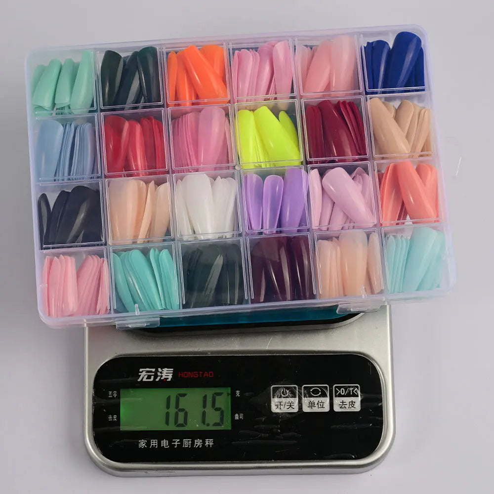 576Pcs Colorful Press on Nails Acylic Nails Tips Extension Square Ballet Full Cover Fake Nails Coffin Artificial Fingernails