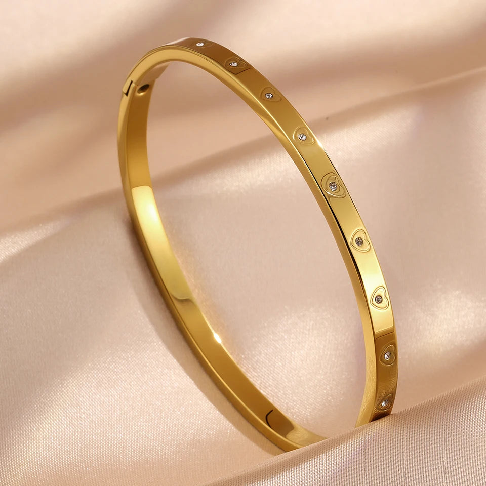 ZAKOL 5/1pcs Stainless Steel Bracelet With Shiny Zircon High-end Fashion Stacking Jewelry Birthday Party Gift for Women