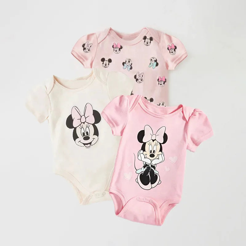 3PCS Baby Mickey Mouse Cotton Rompers – Soft & Cute