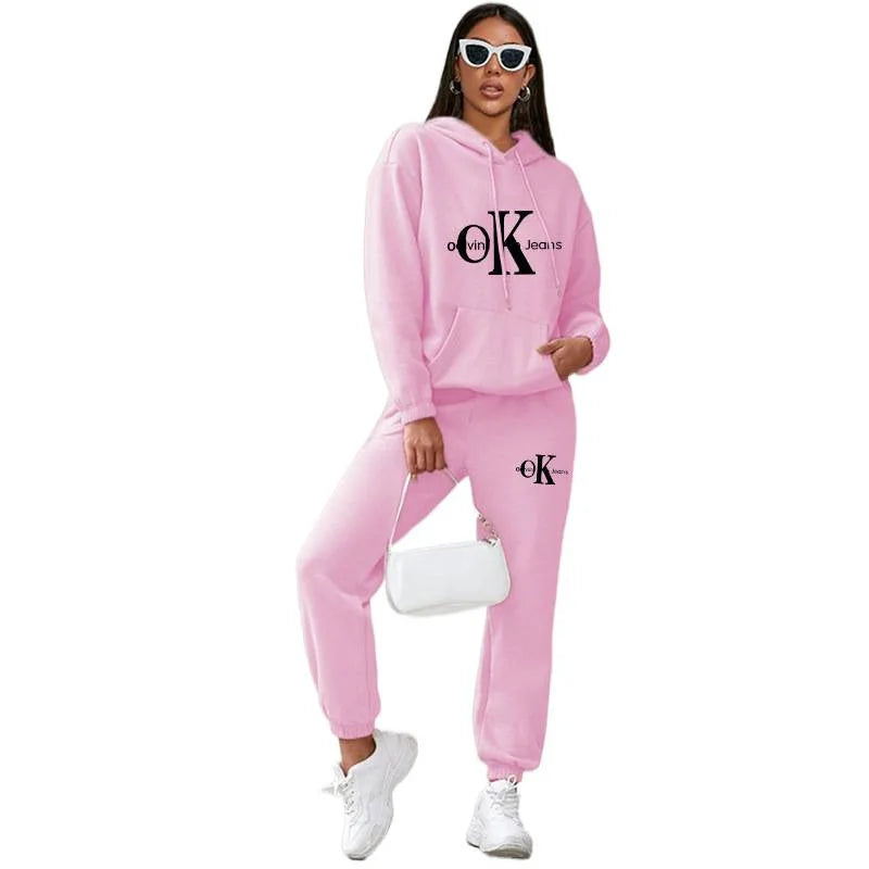 Women's Oversized Hoodie Sweatshirt Thickened Fleece Print Casual Set Comfortable Loose Style Long Sleeve Autumn Winter Jacket