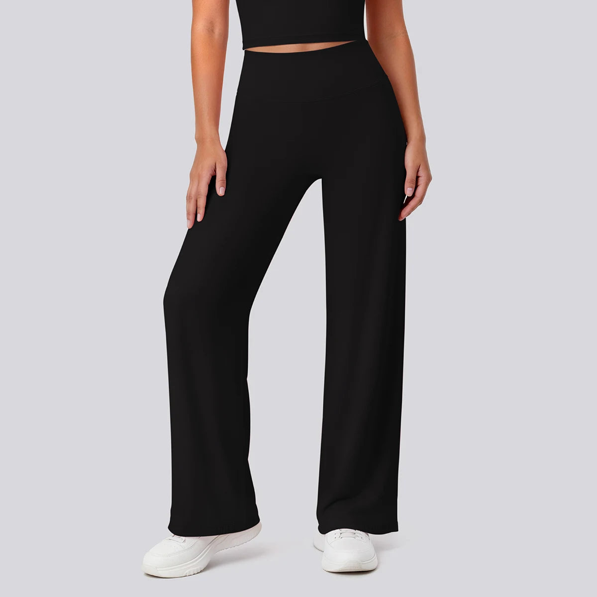 Rooftrellen Women's Sports Pants Bell-bottoms High Waisted Gym Loose Wide Leg Pants Solid Color Thin Fitness Sports Female Pants