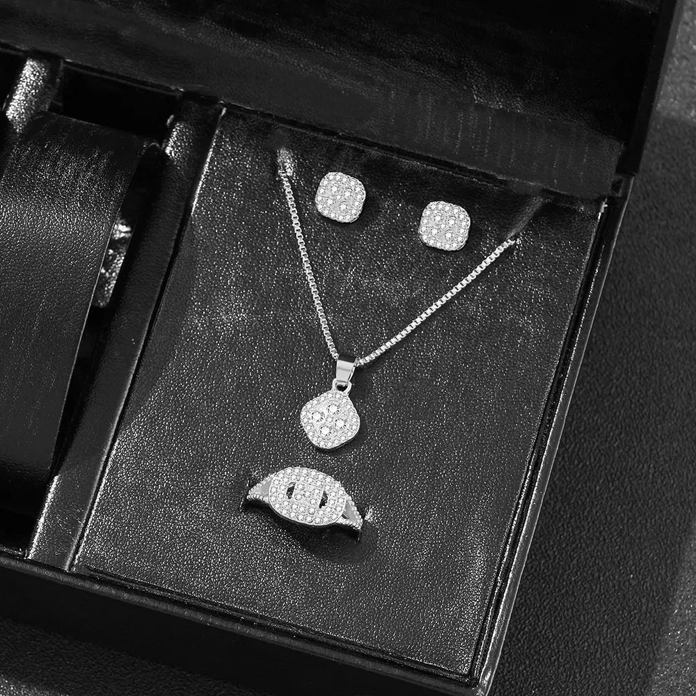 Luxury Cube Jewelry Set – Necklace, Earrings & Ring