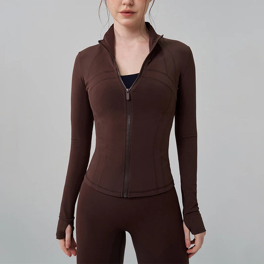 High-Neck Zip Yoga Jacket – Breathable Fitness Coat