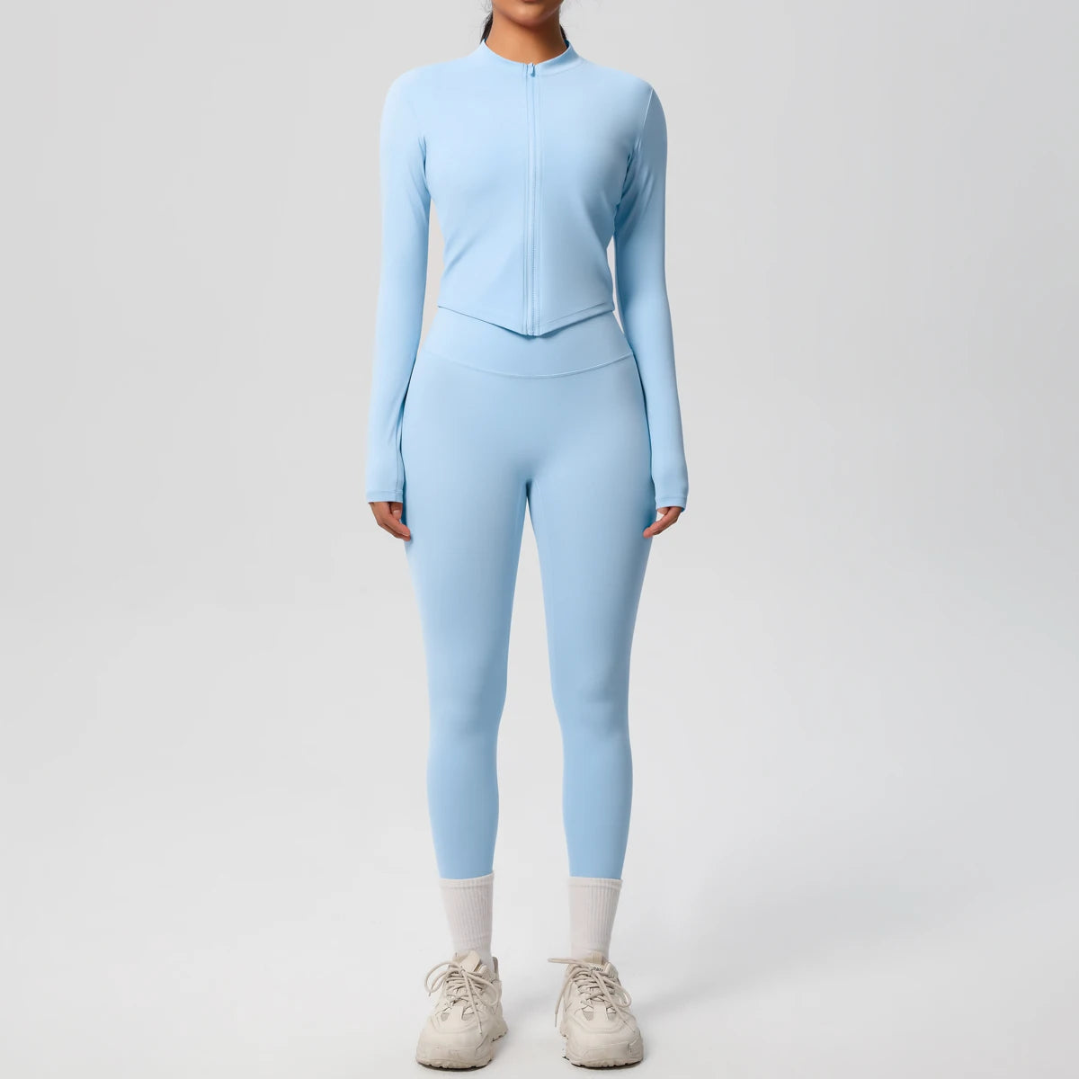 Hot Sale New Yoga Suit for Women Solid Color Yoga Zipper Long Sleeves Slim Casual Jacket Top Quick Drying Fitness Pants Gym Set