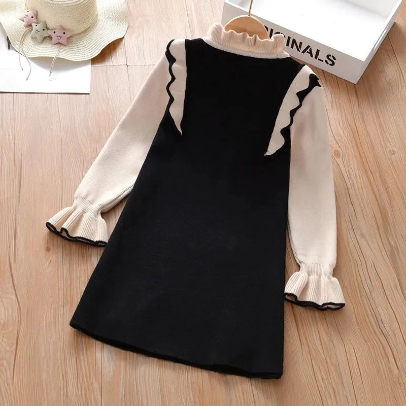 2026 Autumn winter Teenagers Girls Kids bowtie Knit Sweater Dresses Princess clothes new year christmas 4 5 6 7 8 9 10 11 year