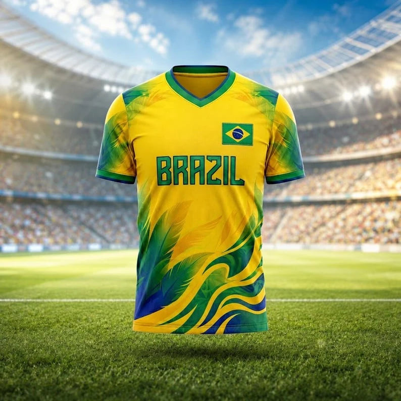 BRAZILIAN FOOTBALL FAN JERSEY 2026 NEW STYLE BREATHABLE FOOTBALL SHIRT SUITABLE FOR CHILDREN'S GIFTS HIKING AND OUTDOOR SPORTS