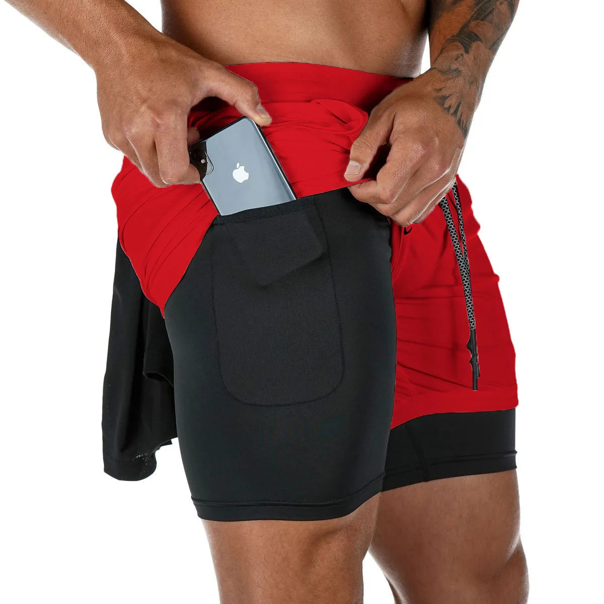 Men Running Shorts Camo Gym Sports Shorts 2 in 1 Quick Dry Workout Fitness Training Jogging Short Summer with Pocket Men Shorts
